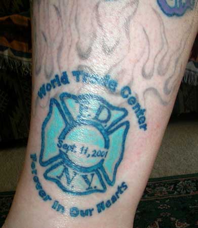 A tatto done as a tribute to the fallen from the World Trade Center by Karol Inskeep
