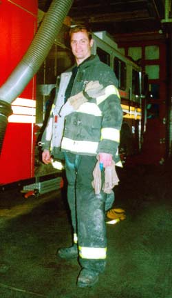 Firefighter Tim Haskell and his rig