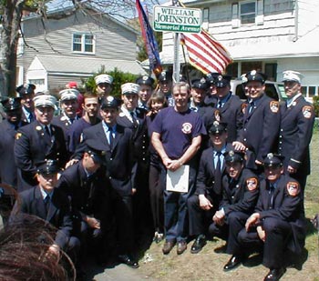 Firefighters ar William Johnson Memorial Avenue dedication